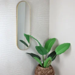 MISOU Wandspiegel Passpiegel Ovaal Goud Spiegel 100x30cm