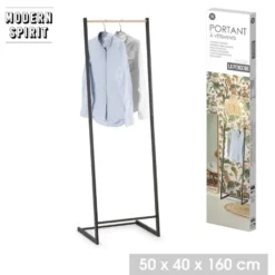 Modern Spirit Kledingrek enkele stang - metaal- zwart - 50x160cm