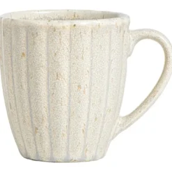 Mok met oor Flora off-white stoneware