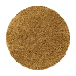 Monaco Soft Rond Shaggy Hoogpolig Vloerkleed Goud Geel - 200 CM Ø