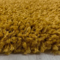 Monaco Soft Rond Shaggy Hoogpolig Vloerkleed Goud Geel - 200 CM Ø