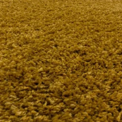 Monaco Soft Rond Shaggy Hoogpolig Vloerkleed Goud Geel - 200 CM Ø