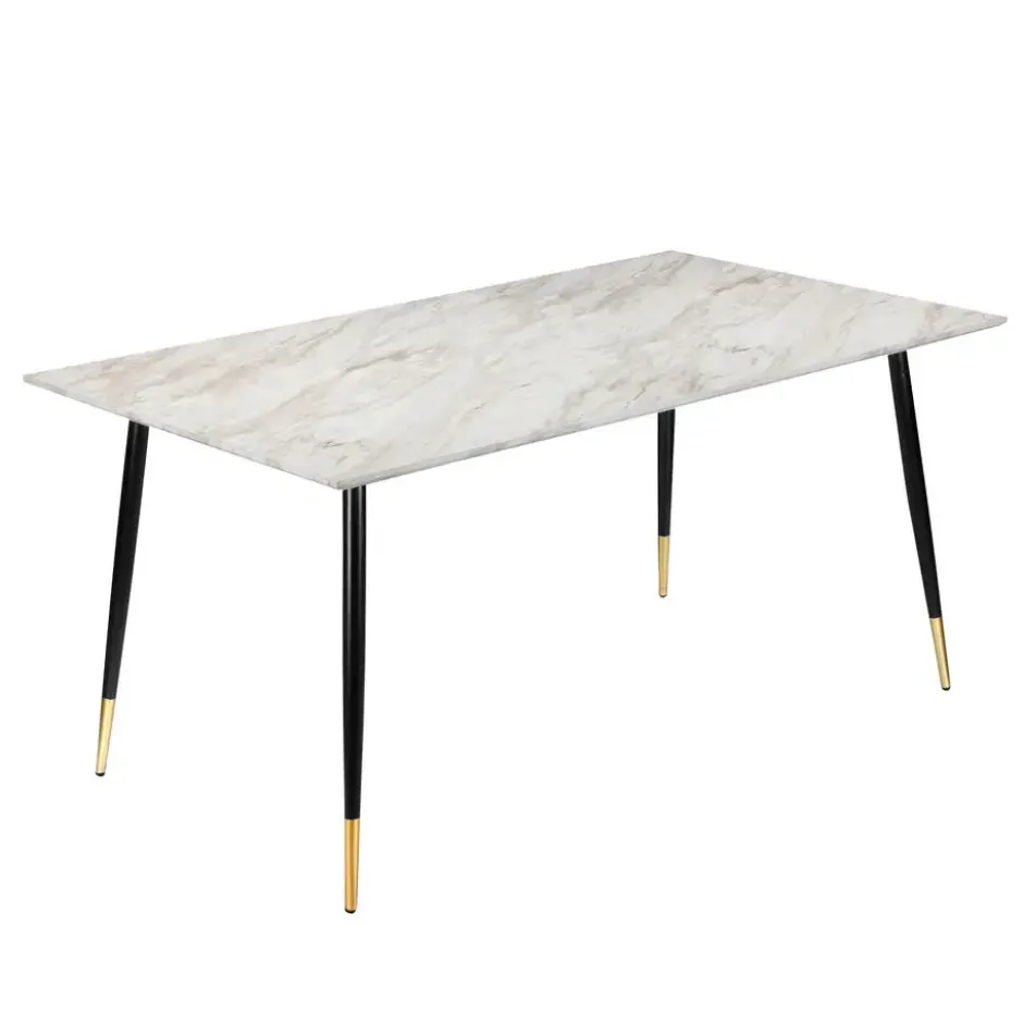 Monza - Eettafel 120x80 cm 6 zitplaatsen wit marmer look
