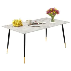 Monza - Eettafel 120x80 cm 6 zitplaatsen wit marmer look
