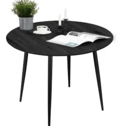 Monza - Ronde eettafel Ø100 cm voor 4 personen in zwart MDF