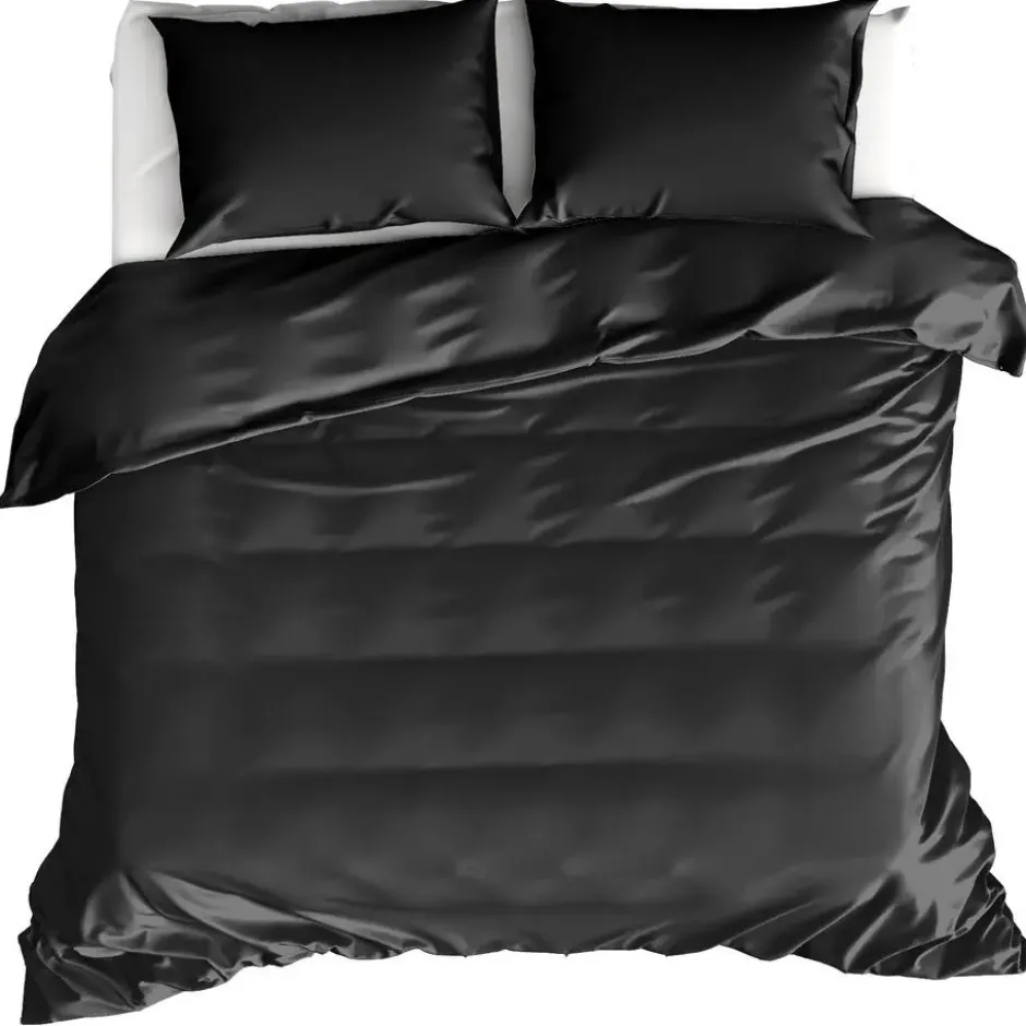 Moodit Dekbedovertrek Basil Black - Lits Jumeaux - 240 x 220 cm - Katoen