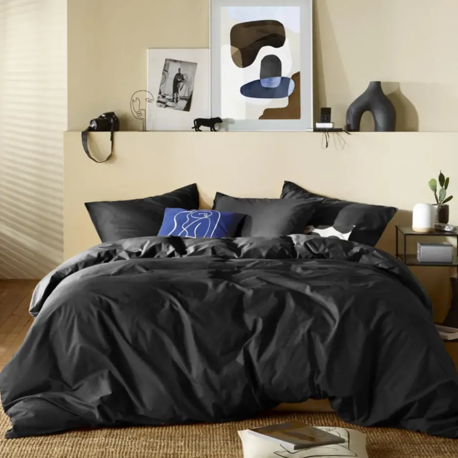 Moodit Dekbedovertrek Basil Black - Lits Jumeaux - 240 x 220 cm - Katoen