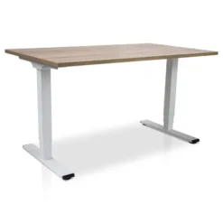MRC COMFORT elektrisch ARBO zit-sta bureau - 140x80cm - wit - midden eiken