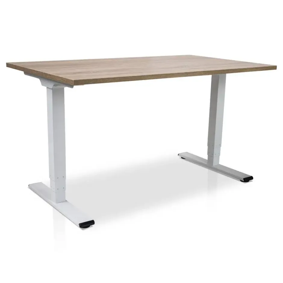 MRC COMFORT elektrisch ARBO zit-sta bureau - 140x80cm - wit - midden eiken