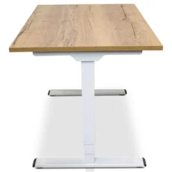 MRC COMFORT elektrisch ARBO zit-sta bureau - 140x80cm - wit - robuust eiken