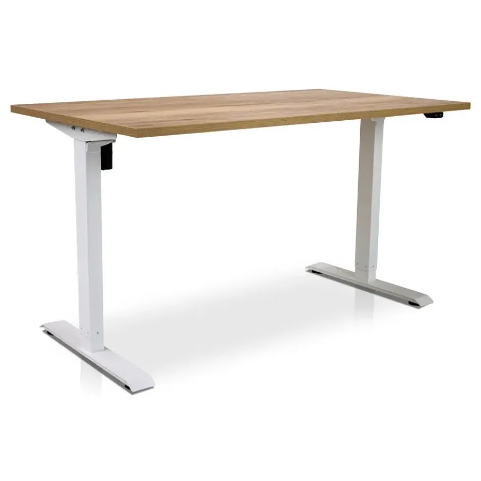 MRC EASY elektrisch ARBO zit-sta bureau - 120x80cm - wit - robuust eiken
