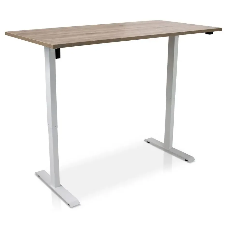 MRC EASY elektrisch ARBO zit-sta bureau - 160x80cm - wit - midden eiken