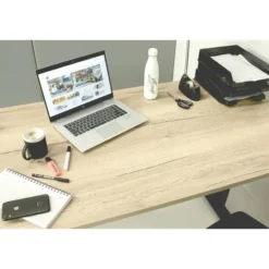 MRC EASY Set - Zit-sta bureau + bureaustoel - 140x80 - robuust eiken