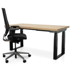 MRC PRO Solid zit-sta bureau massief eiken blad 160x80 zwart NEN-EN527
