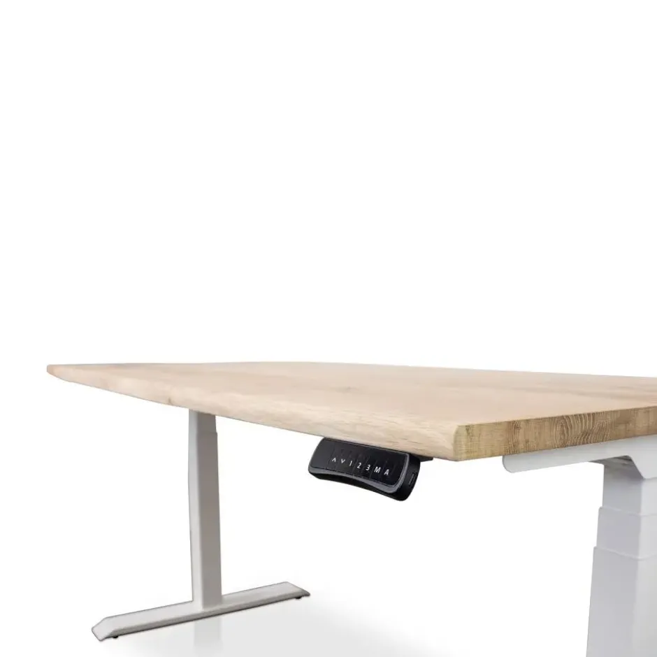 MRC Zit-sta bureau massief boomstam blad 140x80 wit frame NEN-EN 527