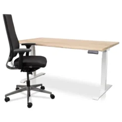 MRC Zit-sta bureau massief boomstam blad 140x80 wit frame NEN-EN 527