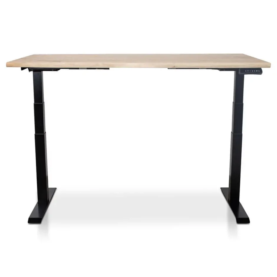 MRC Zit-sta bureau massief boomstam blad 180x90 zwart frame NEN-EN 527