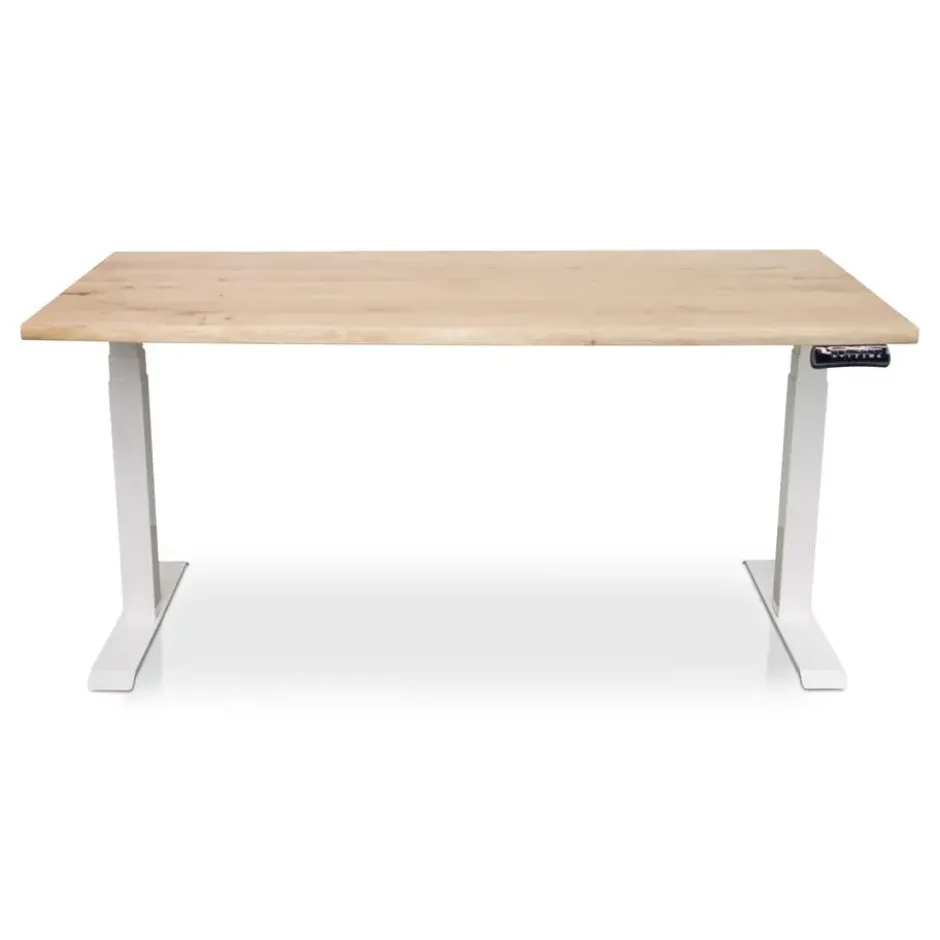 MRC Zit-sta bureau massief boomstam blad 180x90 wit frame NEN-EN 527