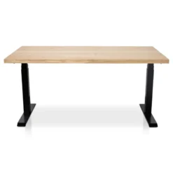 MRC Zit-sta bureau massief eiken blad 160x80 zwart frame NEN-EN 527