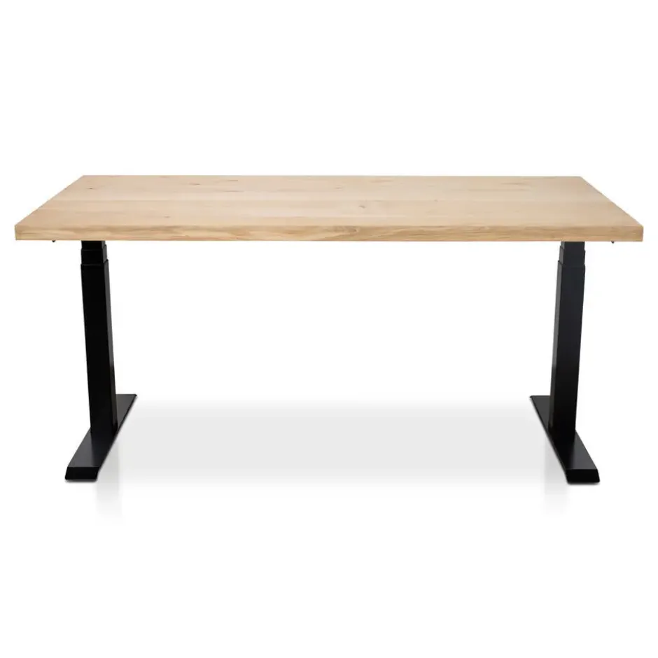 MRC Zit-sta bureau massief eiken blad 160x80 zwart frame NEN-EN 527