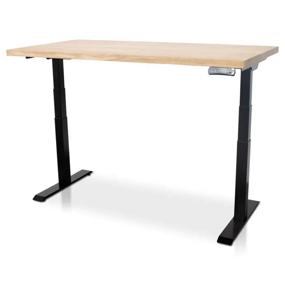 MRC Zit-sta bureau massief eiken blad 120x80 zwart frame NEN-EN 527