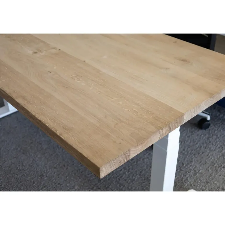 MRC Zit-sta bureau massief eiken blad 120x80 zwart frame NEN-EN 527