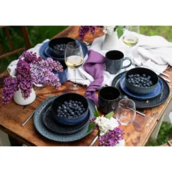 Mäser Serviesset FILIPPA 16-delig - Zwart - Steengoed