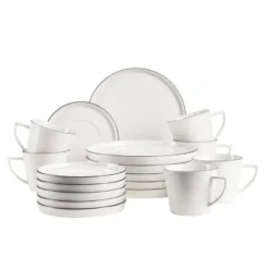 Mäser SITA Koffieservies 18-delig Zwarte Rand - Porselein