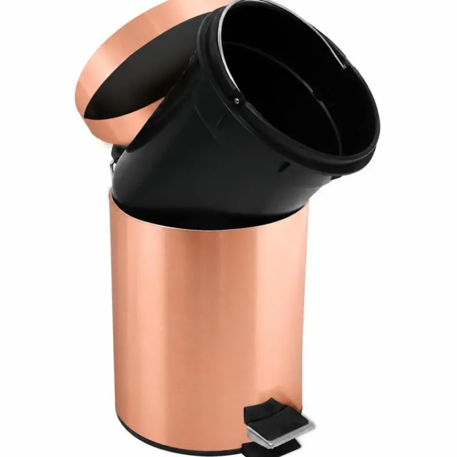 MSV badkamer/toilet pedaalemmer - koper kleurig - 3L - 17 x 25 cm