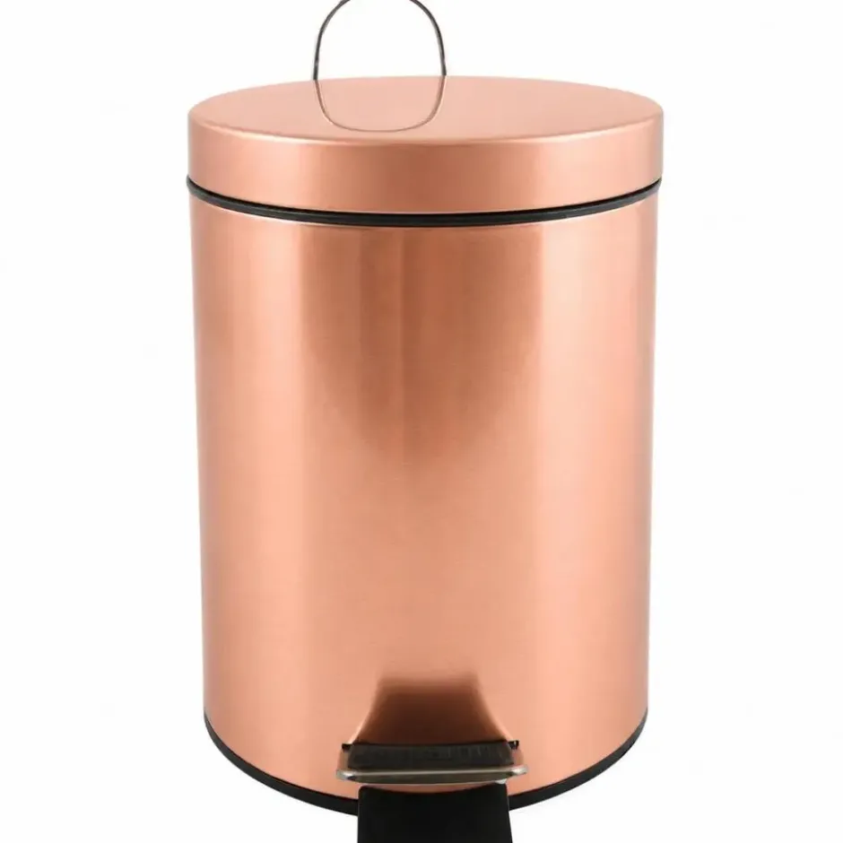 MSV badkamer/toilet pedaalemmer - koper kleurig - 3L - 17 x 25 cm