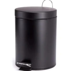 MSV badkamer/toilet pedaalemmer - zwart - 5 liter - 20 x 28 cm