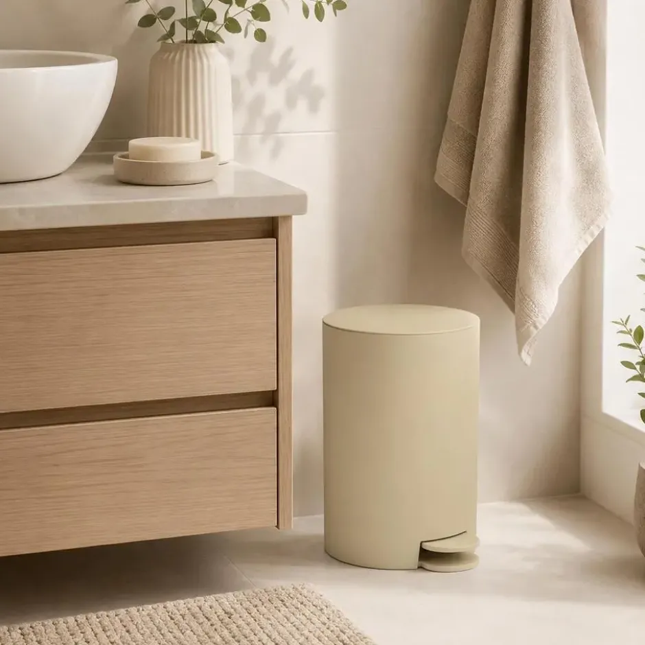 MSV badkamer/toilet pedaalemmer - beige - 3L - 16 x 25cm