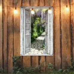 MuchoWow Tuinposter 80x120cm Doorkijk Bos Stenen Lente