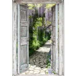 MuchoWow Tuinposter 80x120cm Doorkijk Bos Stenen Lente