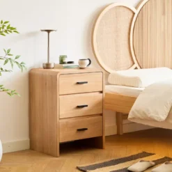 Nachtkastje Ladenkast 3 Laden Natuurlijk Hout