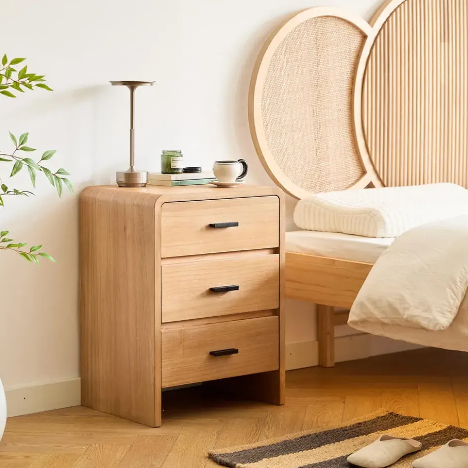 Nachtkastje Ladenkast 3 Laden Natuurlijk Hout