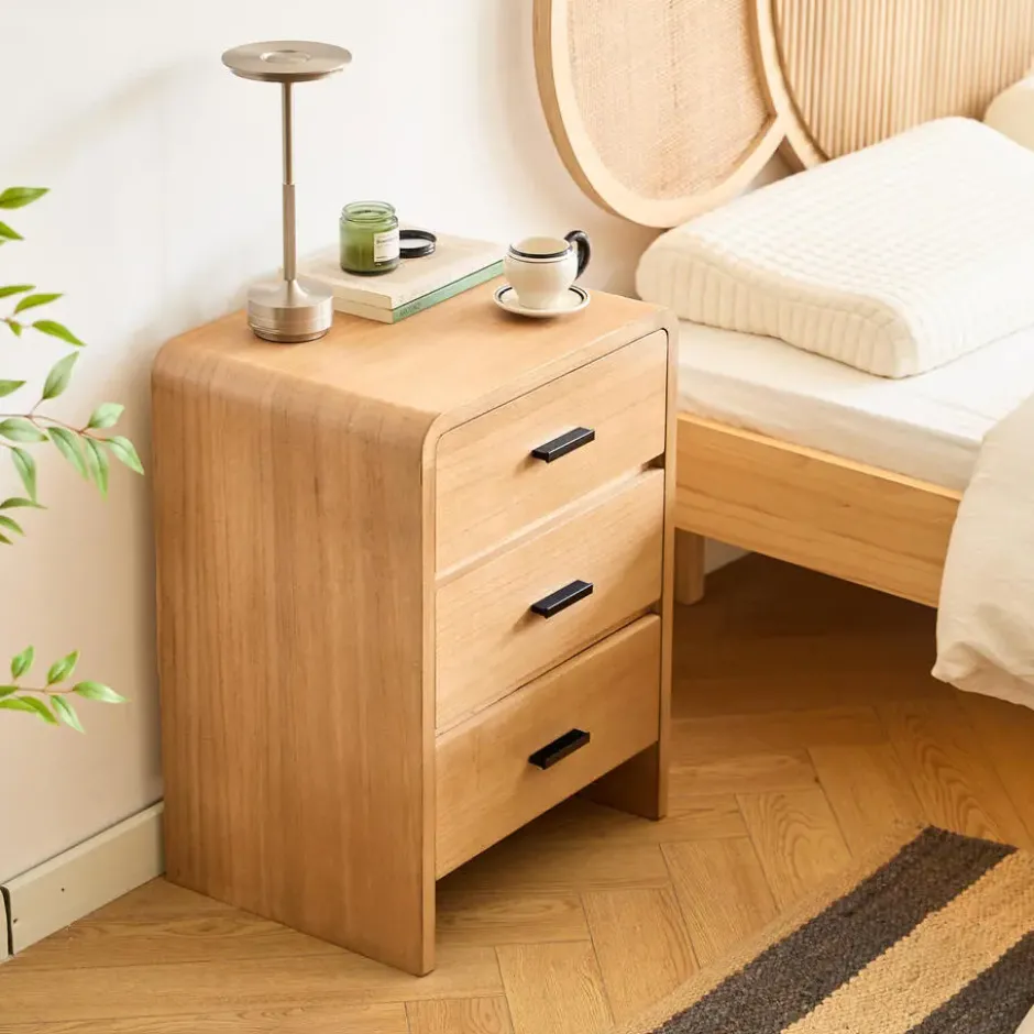 Nachtkastje Ladenkast 3 Laden Natuurlijk Hout