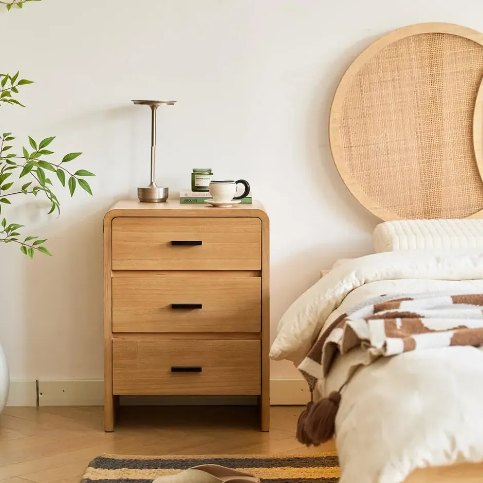 Nachtkastje Ladenkast 3 Laden Natuurlijk Hout