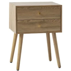 Nachtkastje met 2 laden van natuurlijk hout