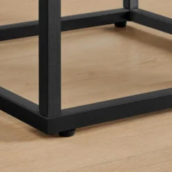 Nachtkastje - Nachtkastjes industrieel - Hout en gehard glas - Zwart
