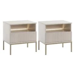 Nachtkastje OVILA - 53.6 cmx39 cm - Beige Natuurlijk licht Hout paneel