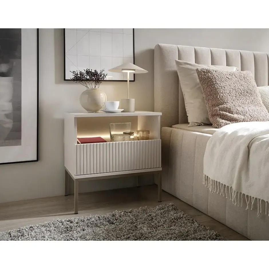 Nachtkastje OVILA - 53.6 cmx39 cm - Beige Natuurlijk licht Hout paneel