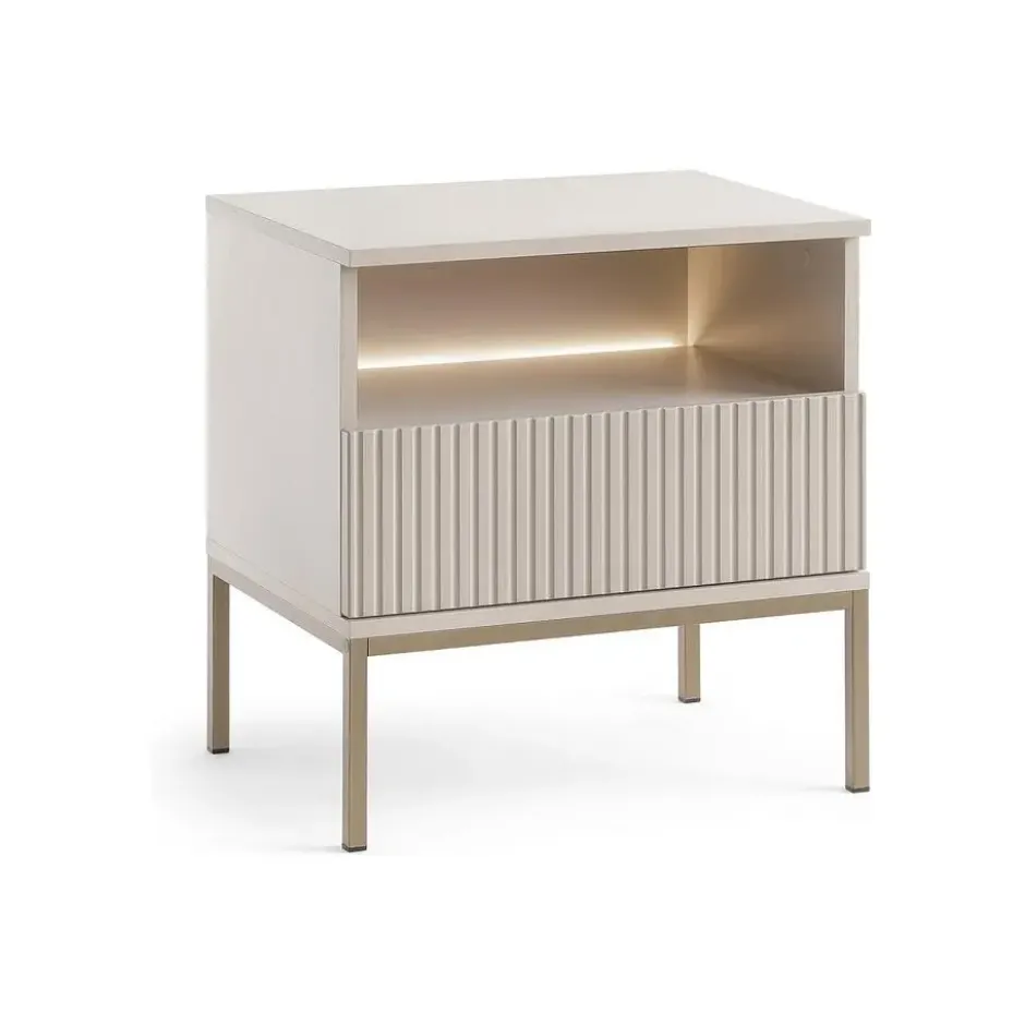 Nachtkastje OVILA - 53.6 cmx39 cm - Beige Natuurlijk licht Hout paneel
