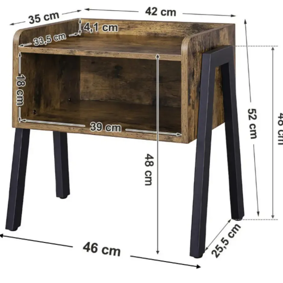 Nachtkastje - vintage look - 46x52x35 cm - vintage bruin