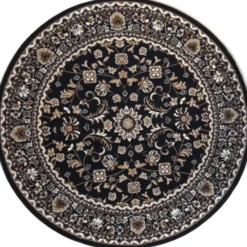 Nain Klassiek Rond Oosters Vloerkleed Zwart Beige - 200 CM Ø