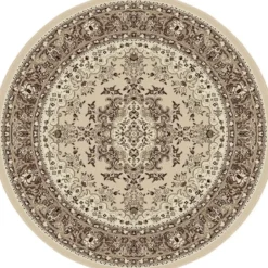 Nain Klassiek Rond Oosters Vloerkleed Creme Beige - 160 CM Ø