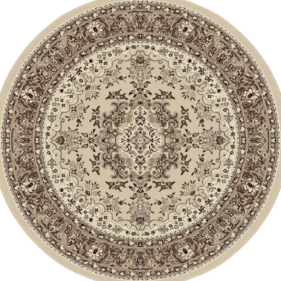 Nain Klassiek Rond Oosters Vloerkleed Creme Beige - 200 CM Ø