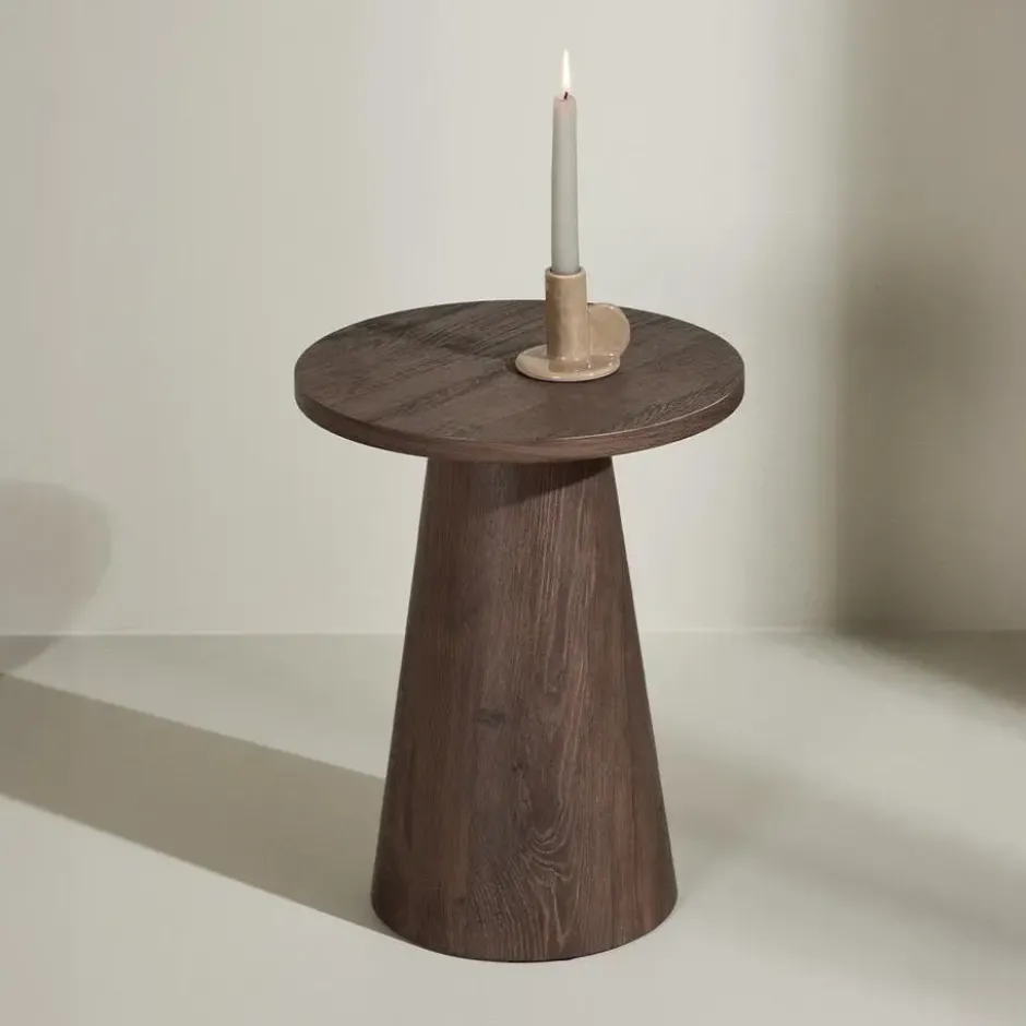 Nest living Lexi Houten Bijzettafel Donkerbruin - Ø 35 cm