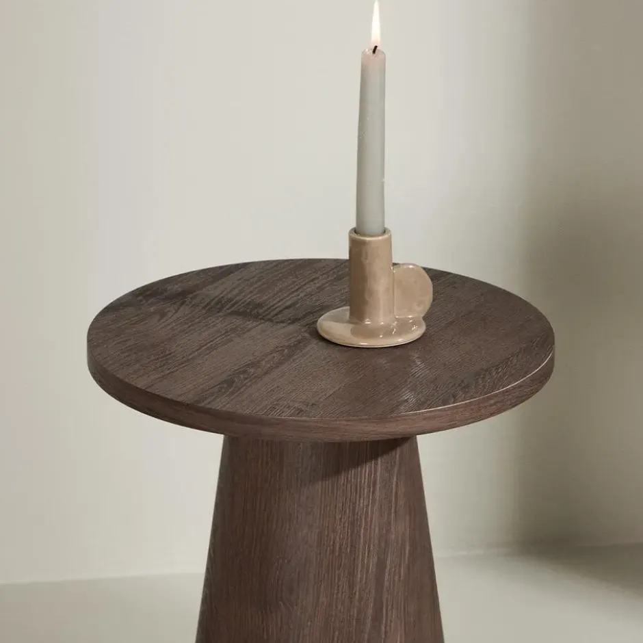 Nest living Lexi Houten Bijzettafel Donkerbruin - Ø 35 cm