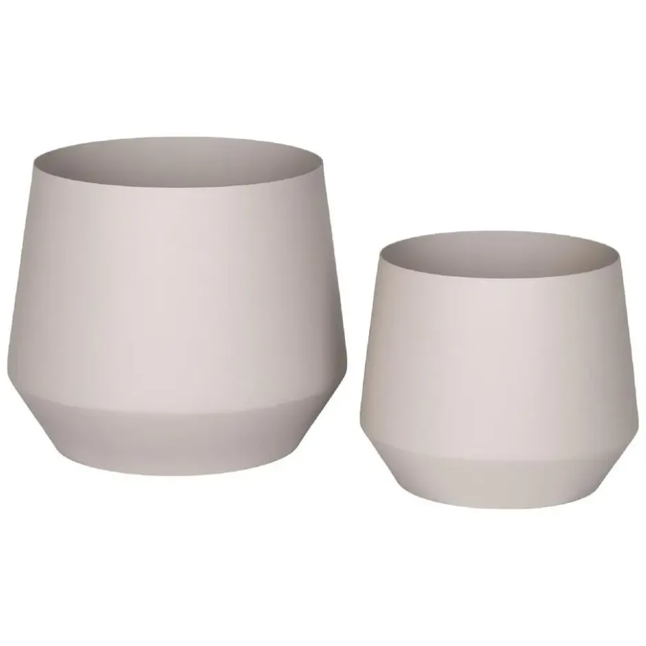 Nest of Nora Bloempotten set van 2 - Staal - Beige